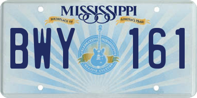 MS license plate BWY161