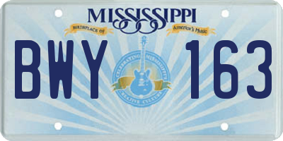 MS license plate BWY163
