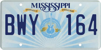 MS license plate BWY164