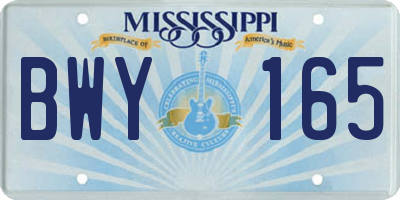 MS license plate BWY165
