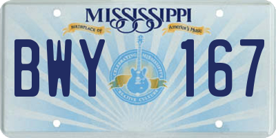 MS license plate BWY167