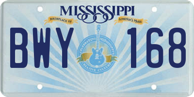 MS license plate BWY168