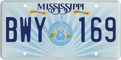 MS license plate BWY169