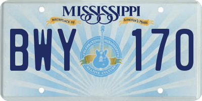 MS license plate BWY170