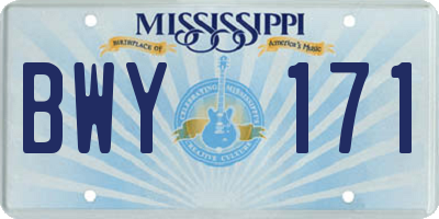 MS license plate BWY171