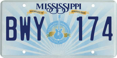 MS license plate BWY174
