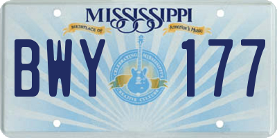 MS license plate BWY177