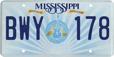 MS license plate BWY178
