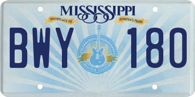 MS license plate BWY180