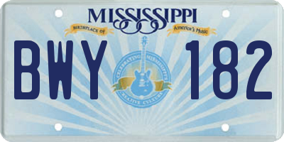 MS license plate BWY182