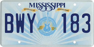 MS license plate BWY183