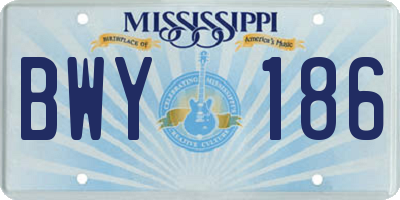MS license plate BWY186