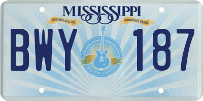 MS license plate BWY187