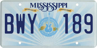 MS license plate BWY189