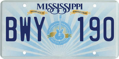 MS license plate BWY190