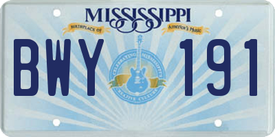 MS license plate BWY191