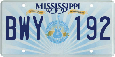 MS license plate BWY192