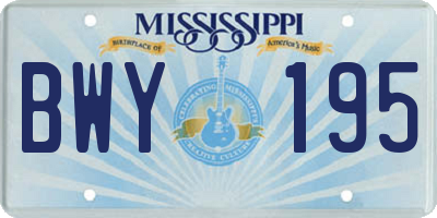 MS license plate BWY195