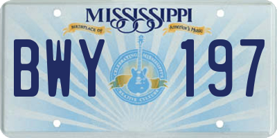 MS license plate BWY197