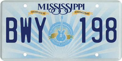 MS license plate BWY198