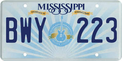 MS license plate BWY223