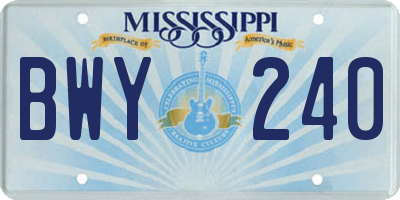 MS license plate BWY240