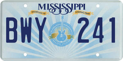 MS license plate BWY241