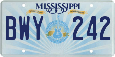 MS license plate BWY242