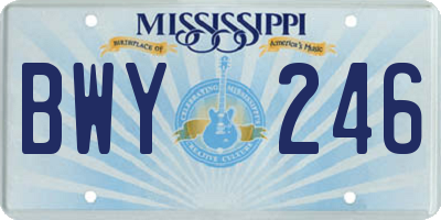 MS license plate BWY246