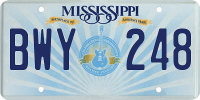 MS license plate BWY248