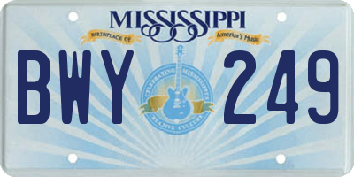 MS license plate BWY249