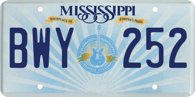 MS license plate BWY252