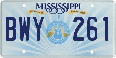 MS license plate BWY261