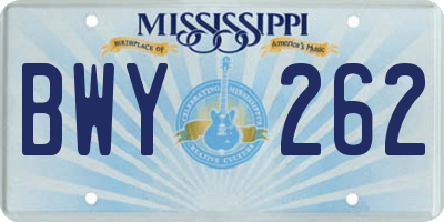 MS license plate BWY262