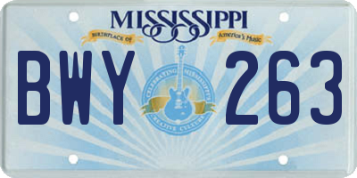 MS license plate BWY263