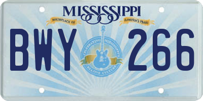 MS license plate BWY266