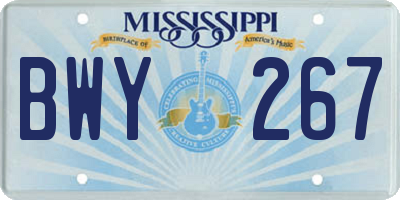 MS license plate BWY267