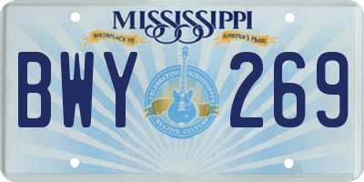 MS license plate BWY269
