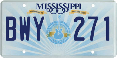 MS license plate BWY271