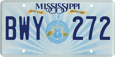 MS license plate BWY272