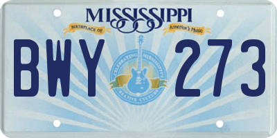 MS license plate BWY273