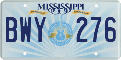 MS license plate BWY276