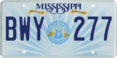 MS license plate BWY277