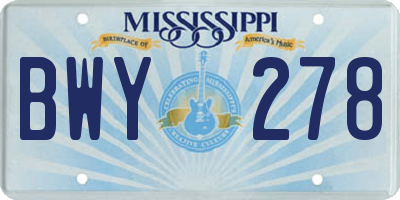 MS license plate BWY278