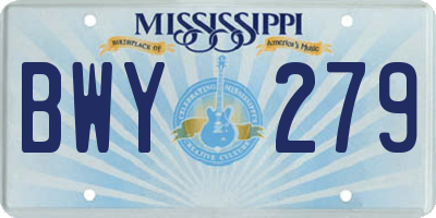 MS license plate BWY279