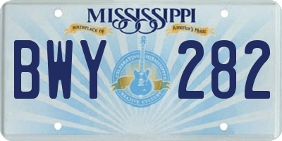 MS license plate BWY282