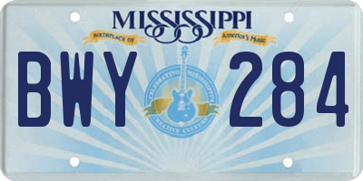 MS license plate BWY284