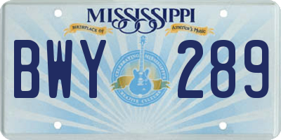 MS license plate BWY289
