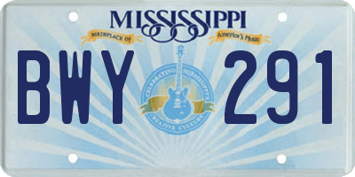 MS license plate BWY291