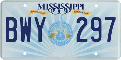 MS license plate BWY297